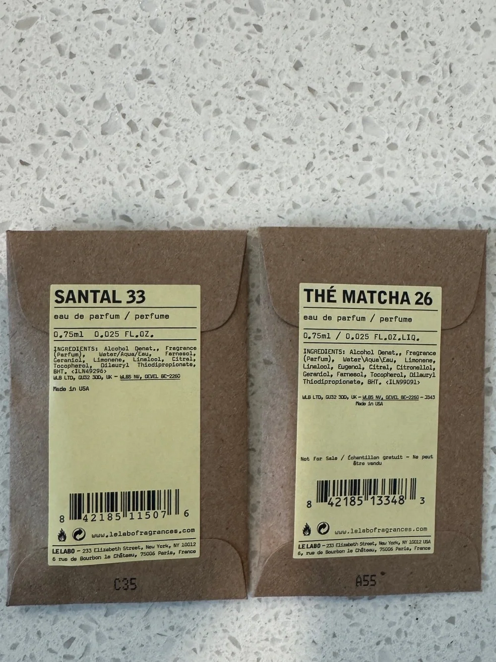 Le Labo Mini samples #33 #26 Duo